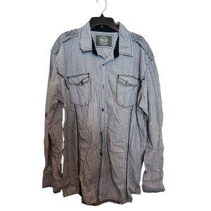 BKE Athletic Fit XXL Striped Button-Up Shirt Long Sleeve 65% Polyester & 35% Cot
